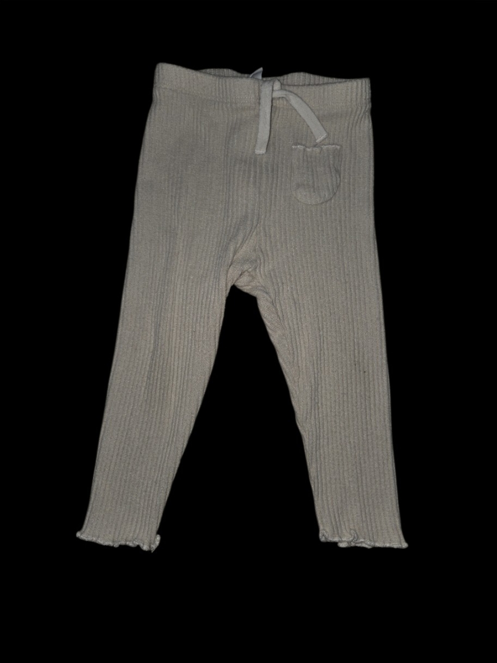 Zara Kids Ribbed Drawstring Leggings 9-12 Months Cream Ruffle Pants Infant - Picture 3 of 13